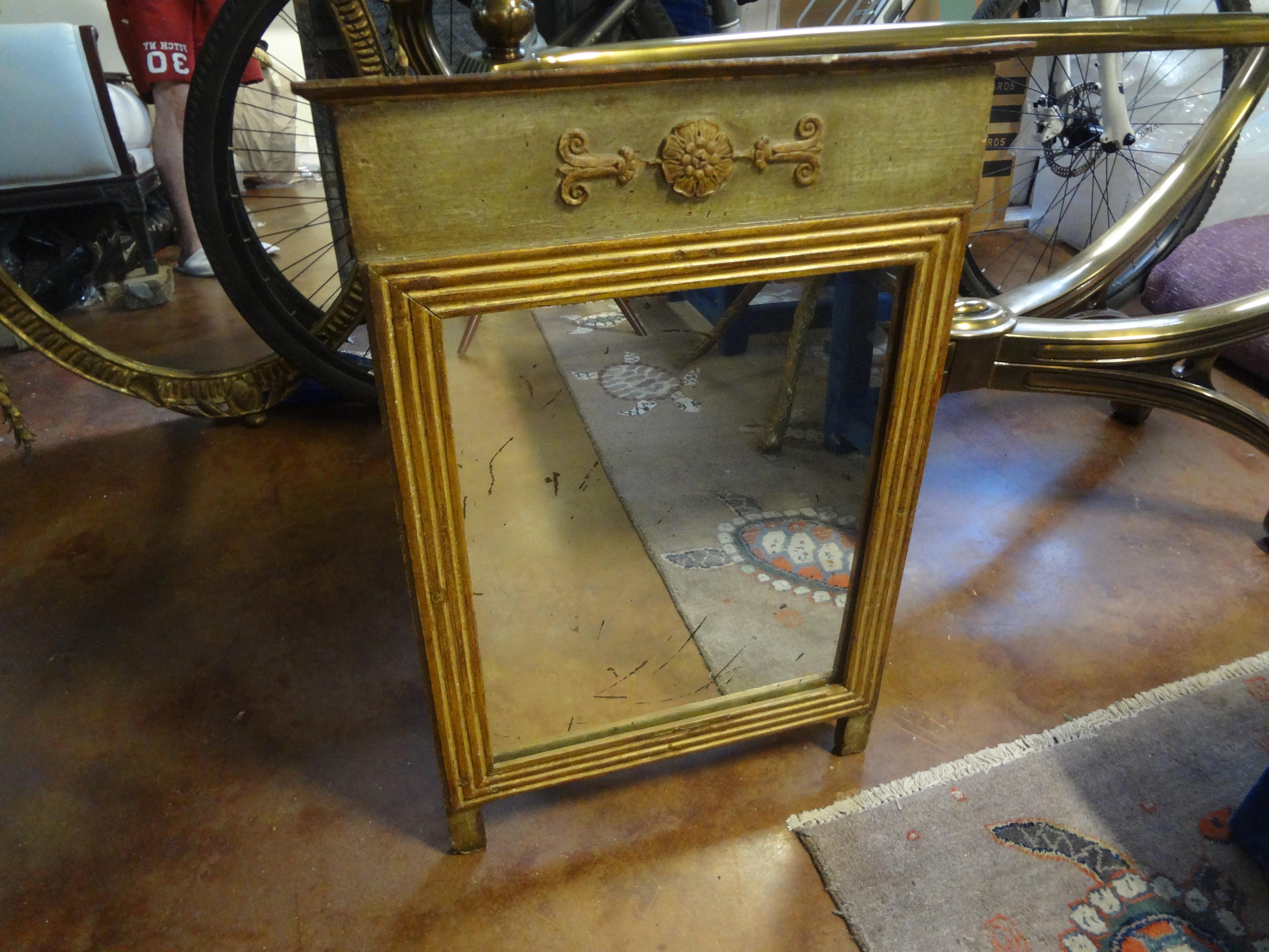 19th Century French Louis XVI Style Painted and Giltwood Mirror 3