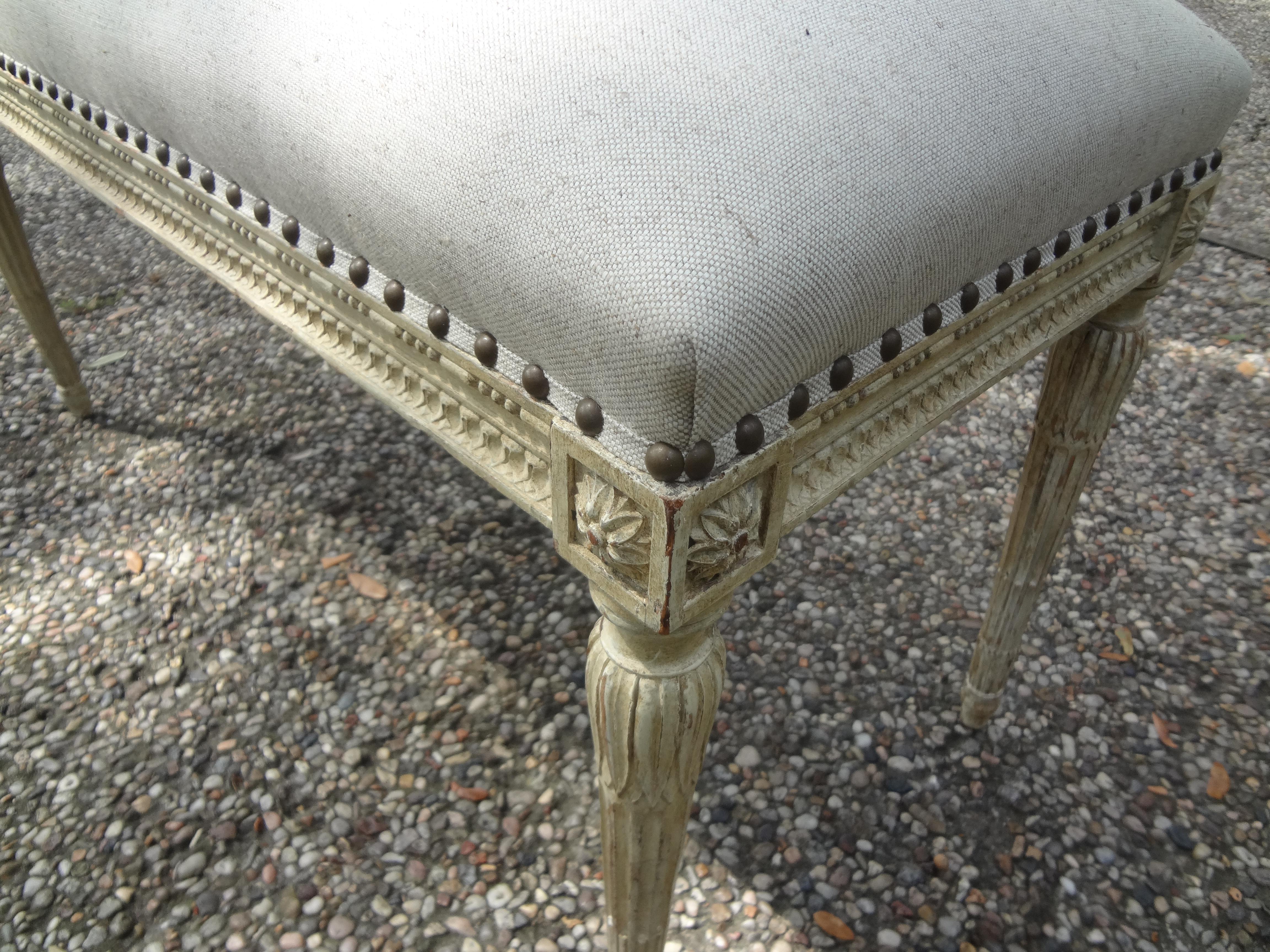 19th Century French Louis XVI Style Painted Bench 6