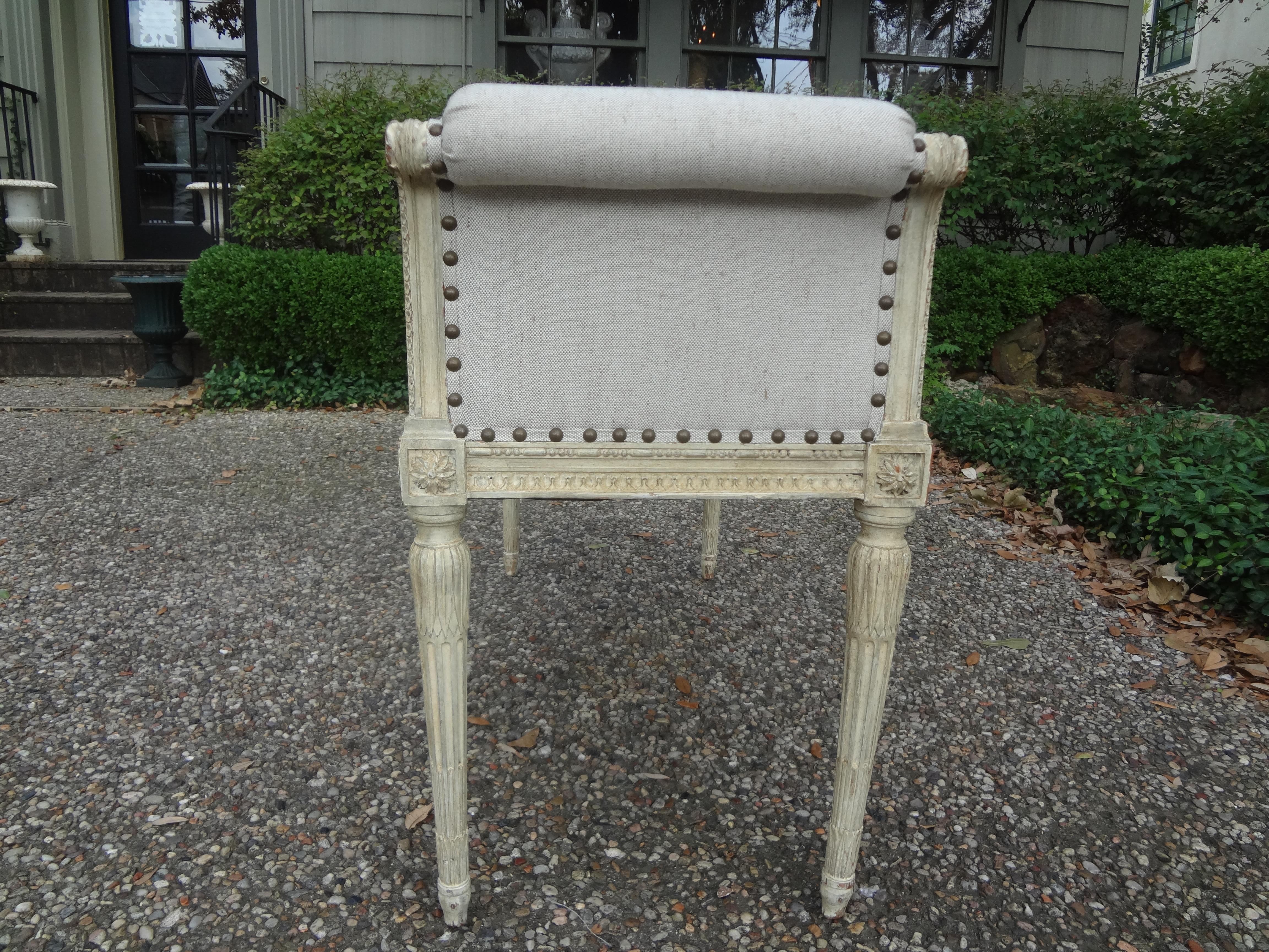 19th Century French Louis XVI Style Painted Bench In Good Condition In Houston, TX