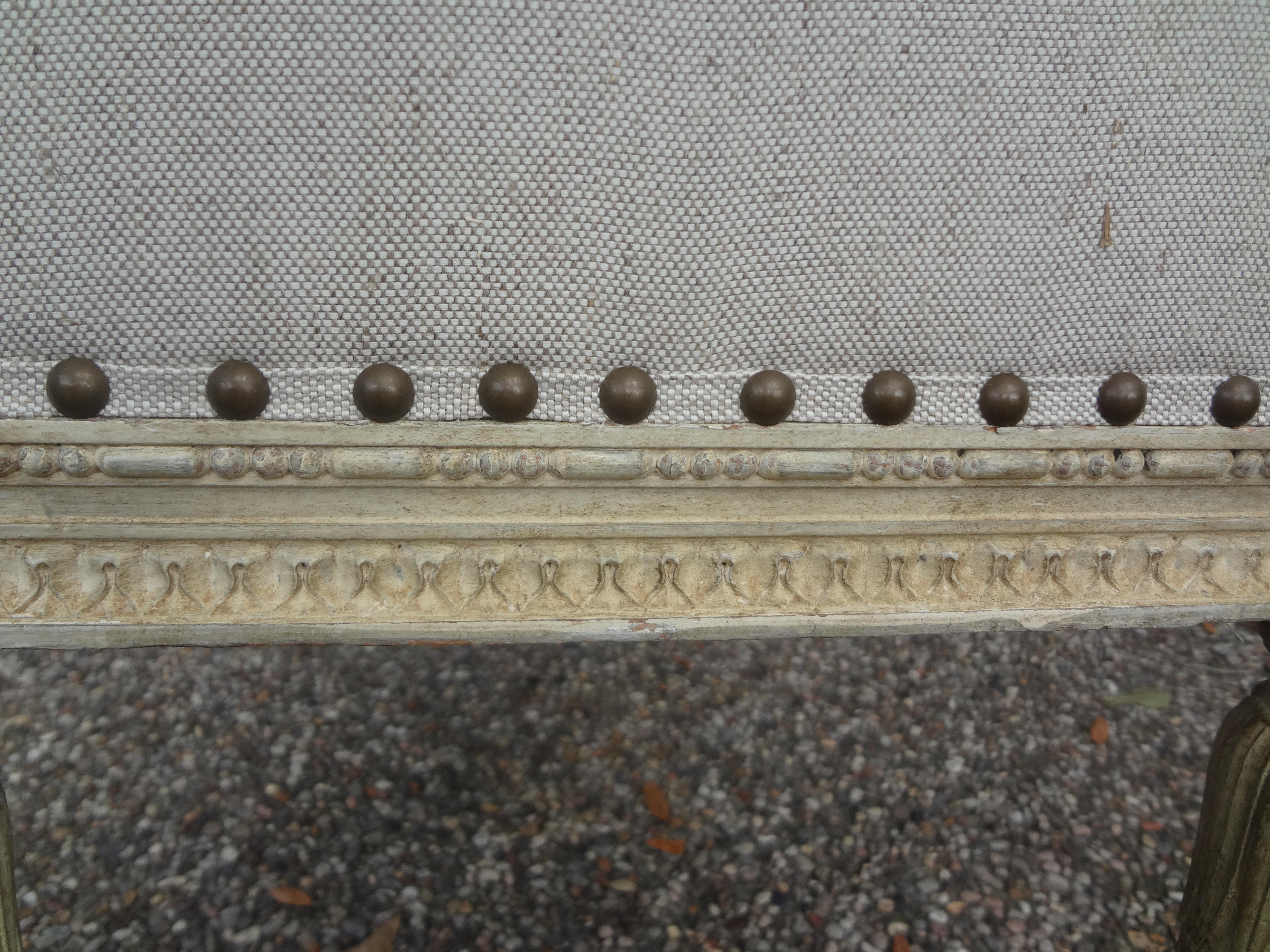 19th Century French Louis XVI Style Painted Bench 1