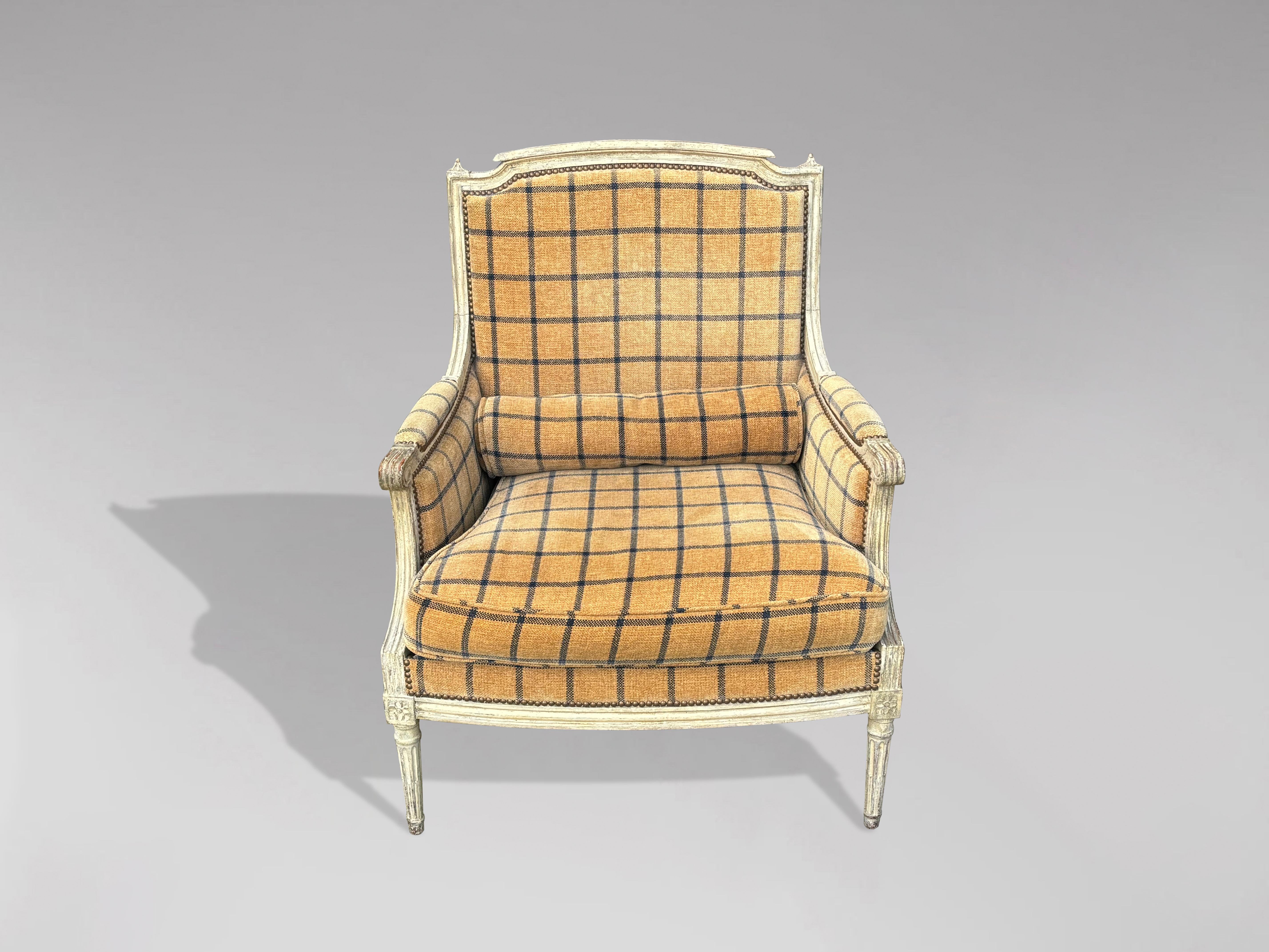 Französischer Bergère-Sessel im Louis-XVI-Stil aus dem 19. (Handbemalt) im Angebot