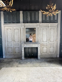19th Century French Louis XVI Style Painted Boiserie Facade and Mantel