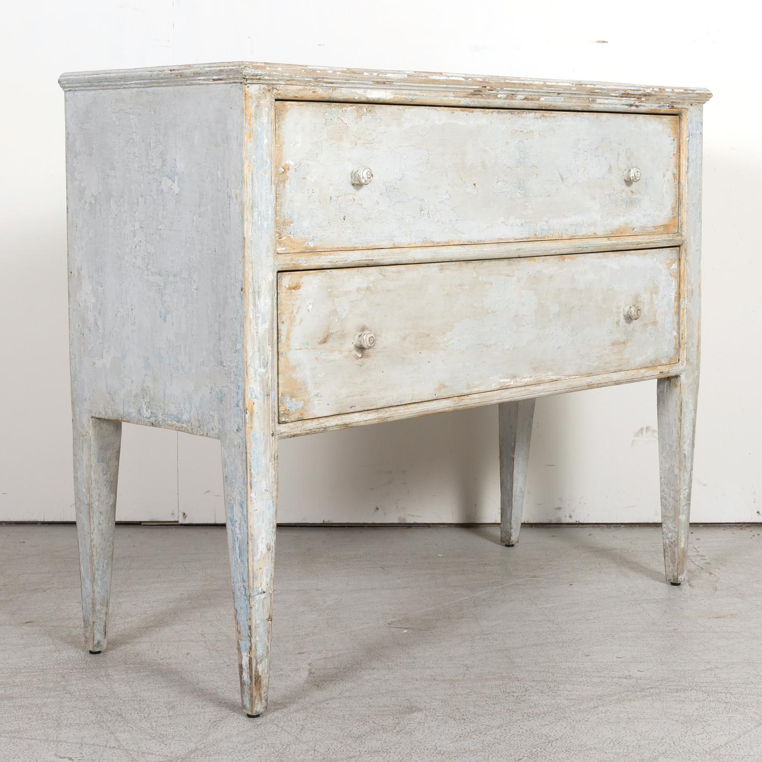 Hand-Painted 19th Century French Louis XVI Style Painted Commode Sauteuse