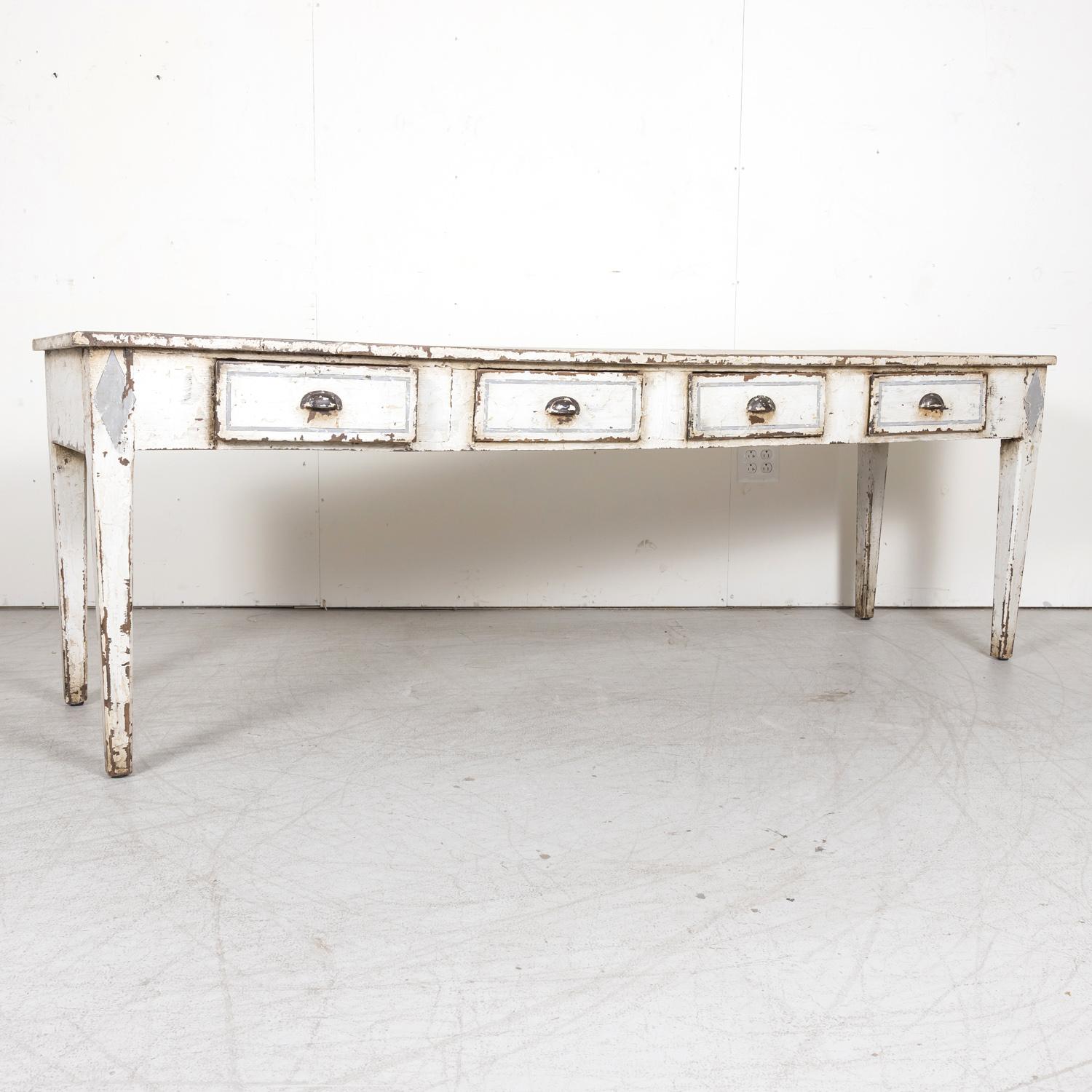 19th Century French Louis XVI Style Painted Console or Sofa Table For Sale 4