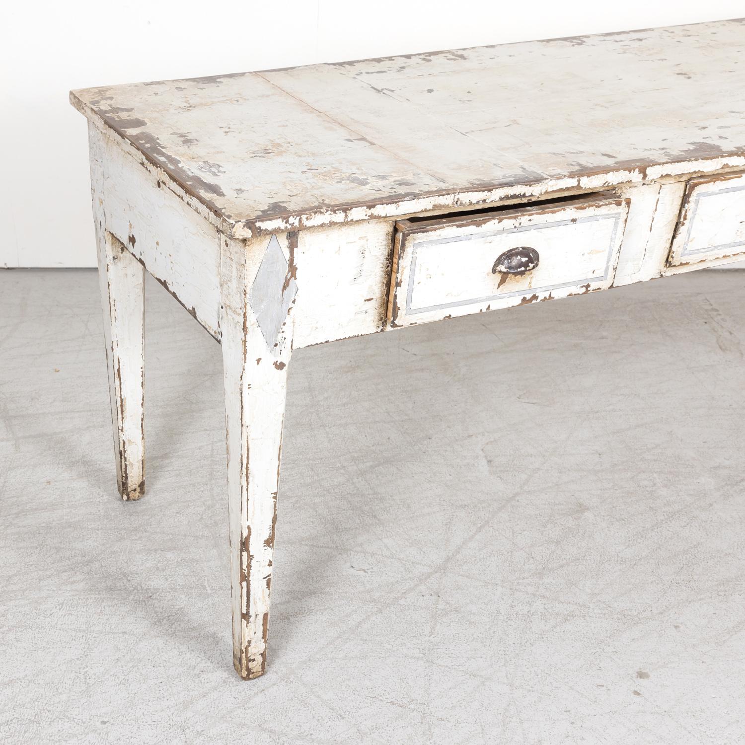 19th Century French Louis XVI Style Painted Console or Sofa Table For Sale 5