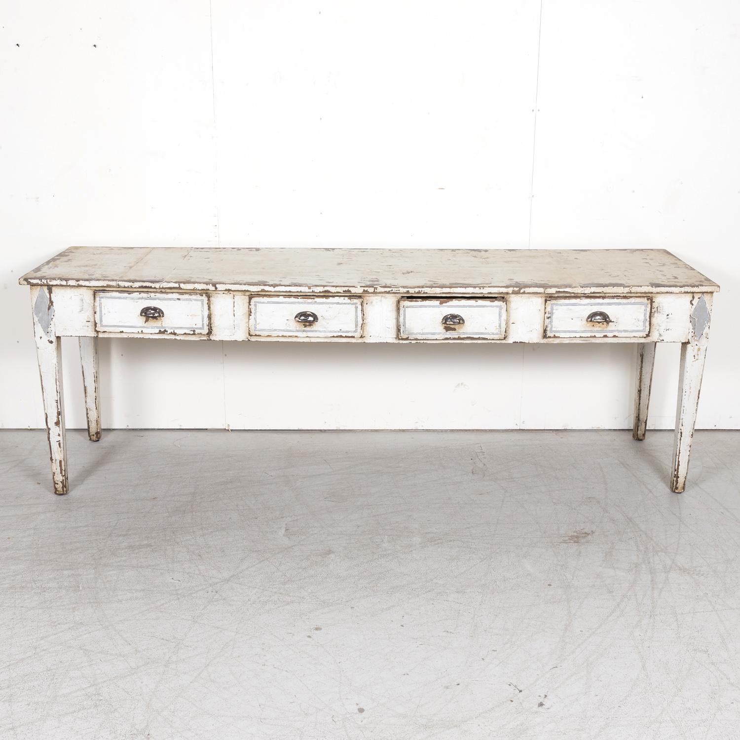 19th Century French Louis XVI Style Painted Console or Sofa Table For Sale 13