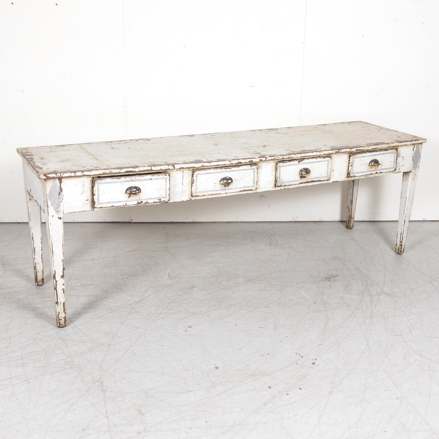 19th Century French Louis XVI Style Painted Console or Sofa Table For Sale 14