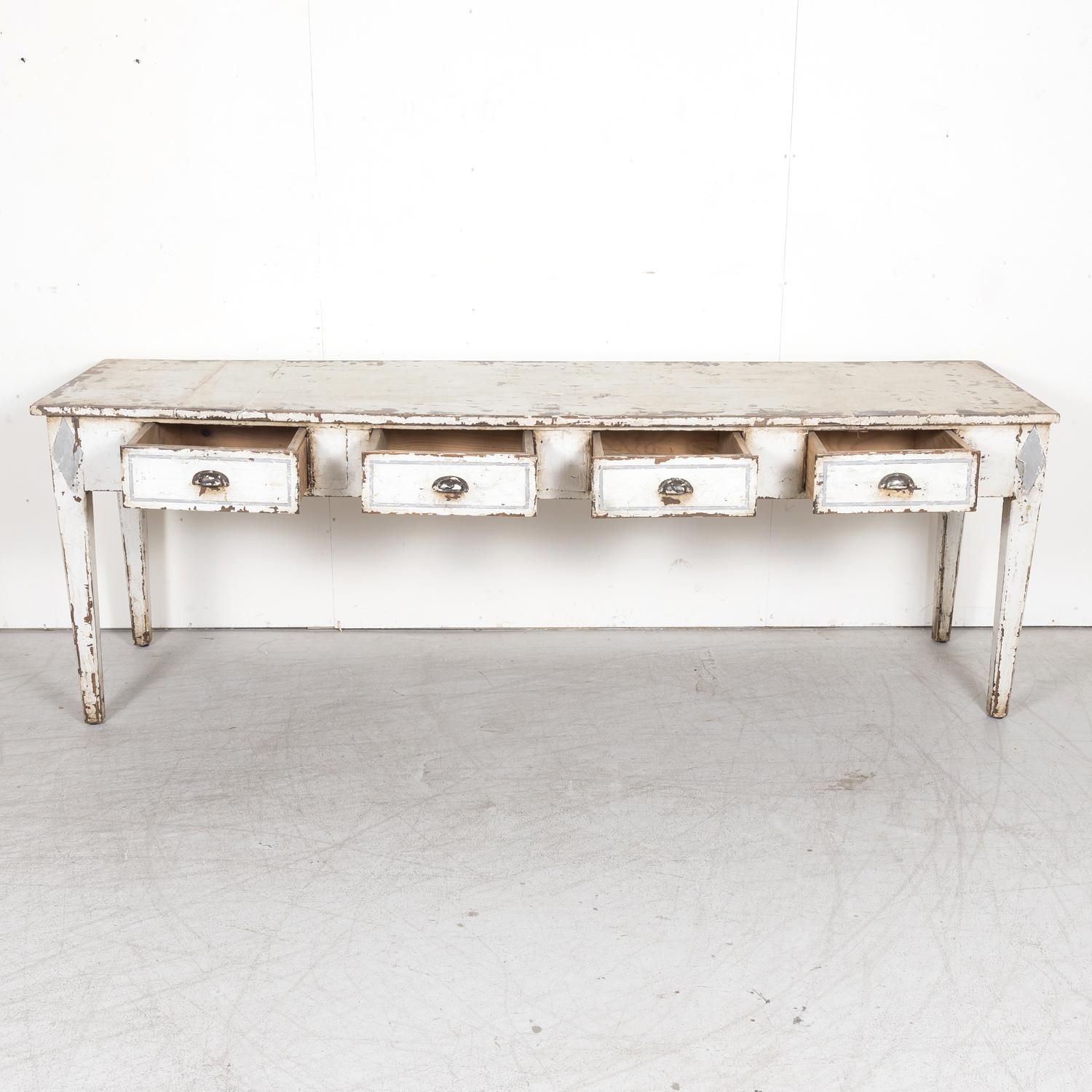 Late 19th Century 19th Century French Louis XVI Style Painted Console or Sofa Table For Sale