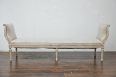 19th Century French Louis XVI Style Painted Daybed with Foliage Carving