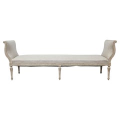 19th Century French Louis XVI Style Painted Daybed with Foliage Carving