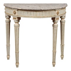 19th Century French Louis XVI Style Painted Demilune Console