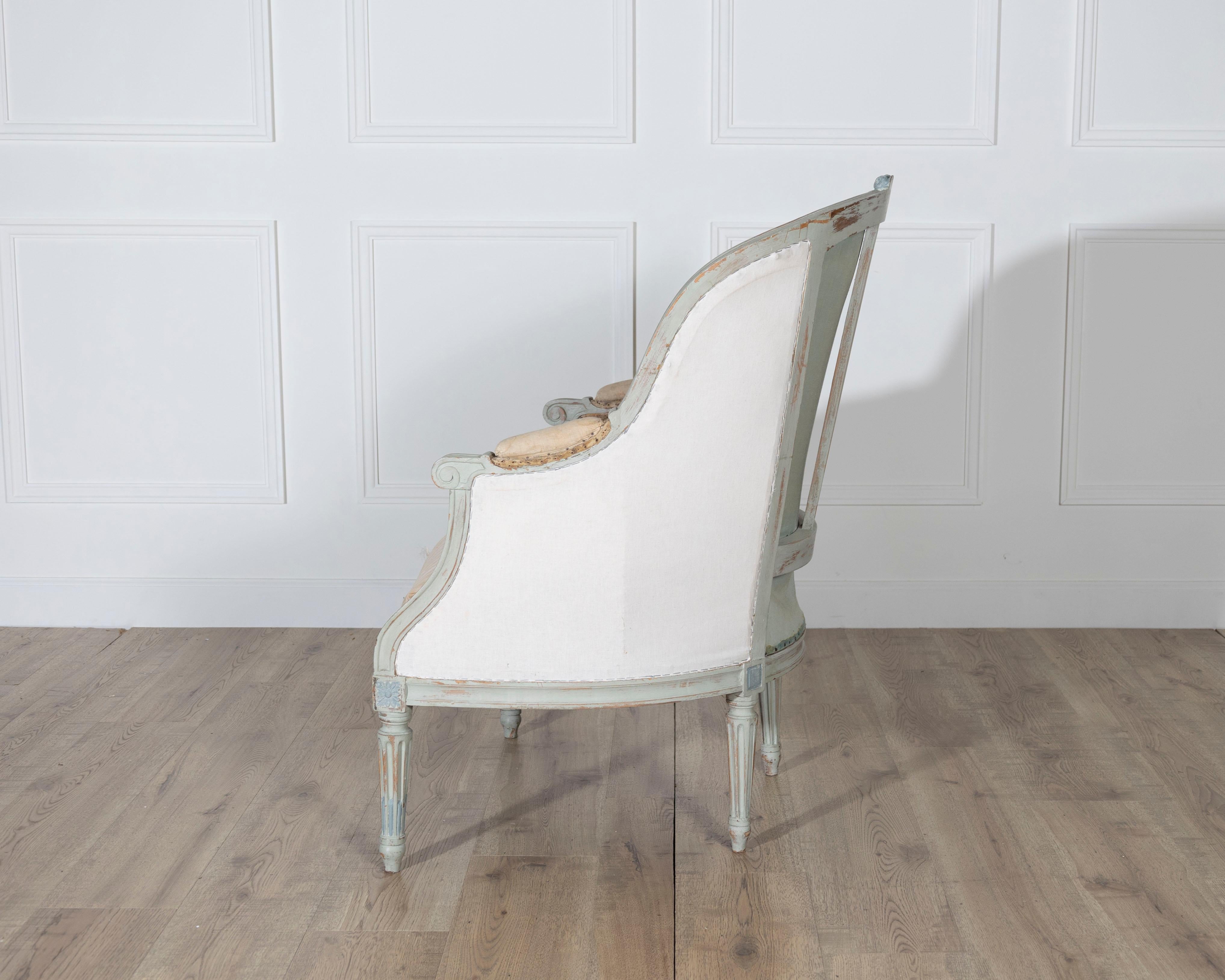 19th Century French Louis XVI Style Painted Lie de Repos For Sale 8