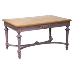 19th Century French Louis XVI Style Painted Oak Writing Desk with Bleached Top