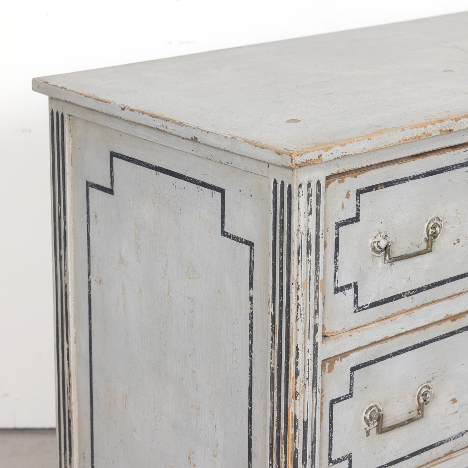 19th Century French Louis XVI Style Painted Three-Drawer Commode 9