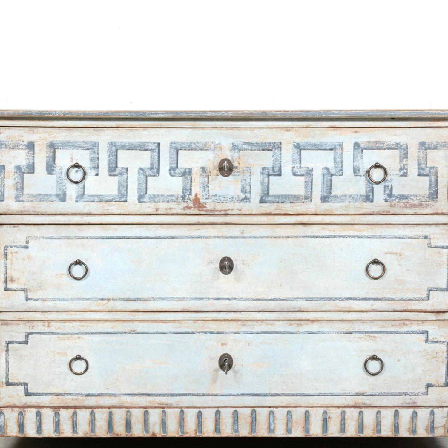19th Century French Louis XVI Style Painted Three-Drawer Neoclassical Commode 3