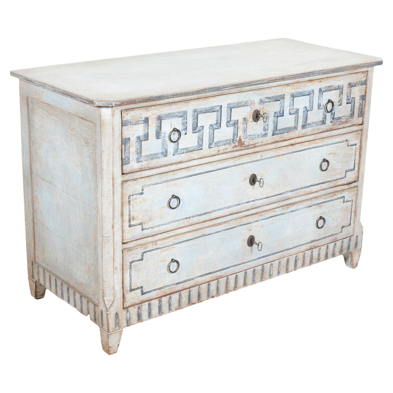 19th Century French Louis XVI Style Painted Three-Drawer Neoclassical Commode