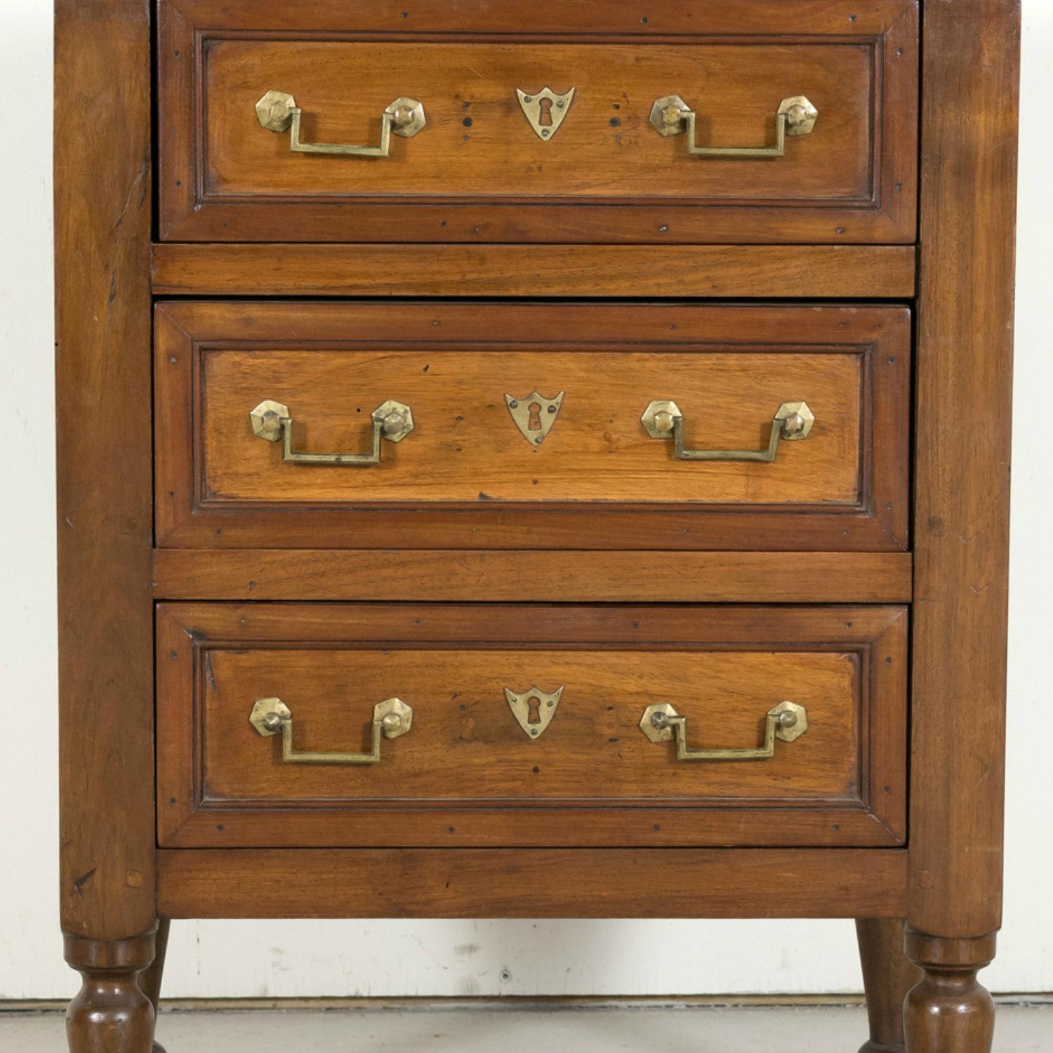19th Century French Louis XVI Style Petite Walnut Commode with Marble Top 5