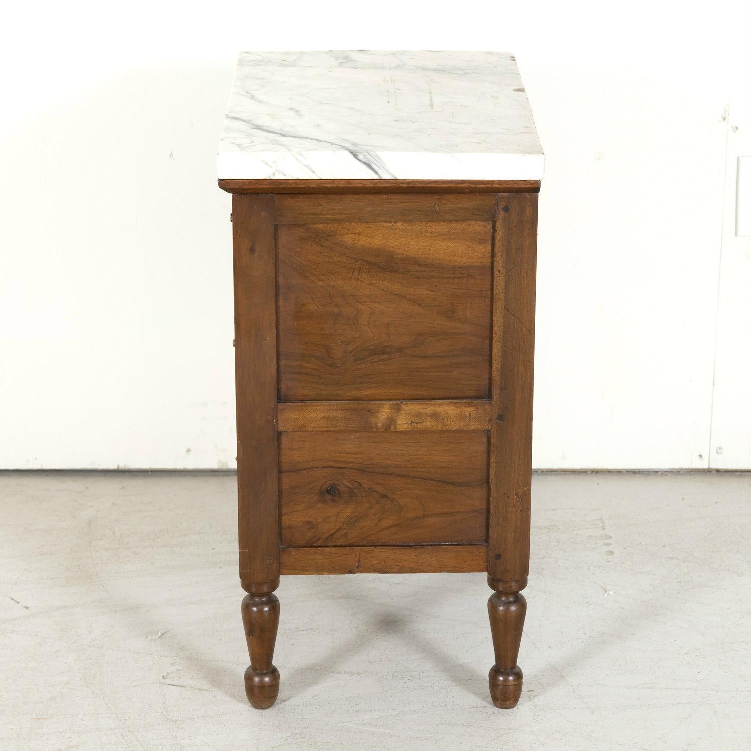 19th Century French Louis XVI Style Petite Walnut Commode with Marble Top 7