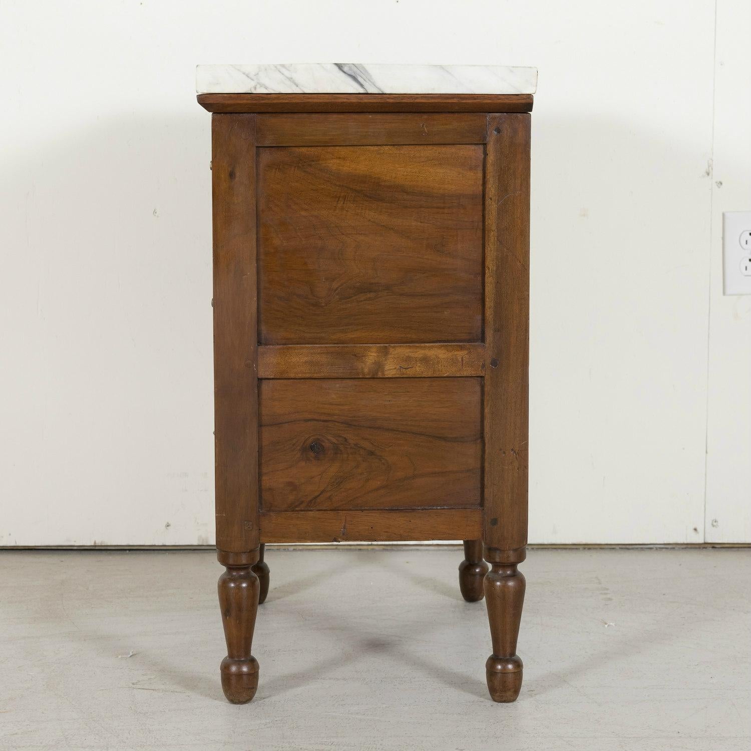 19th Century French Louis XVI Style Petite Walnut Commode with Marble Top 8