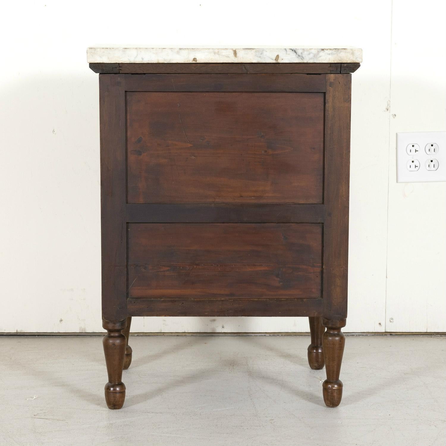 19th Century French Louis XVI Style Petite Walnut Commode with Marble Top 11