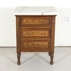 19th Century French Louis XVI Style Petite Walnut Commode with Marble Top