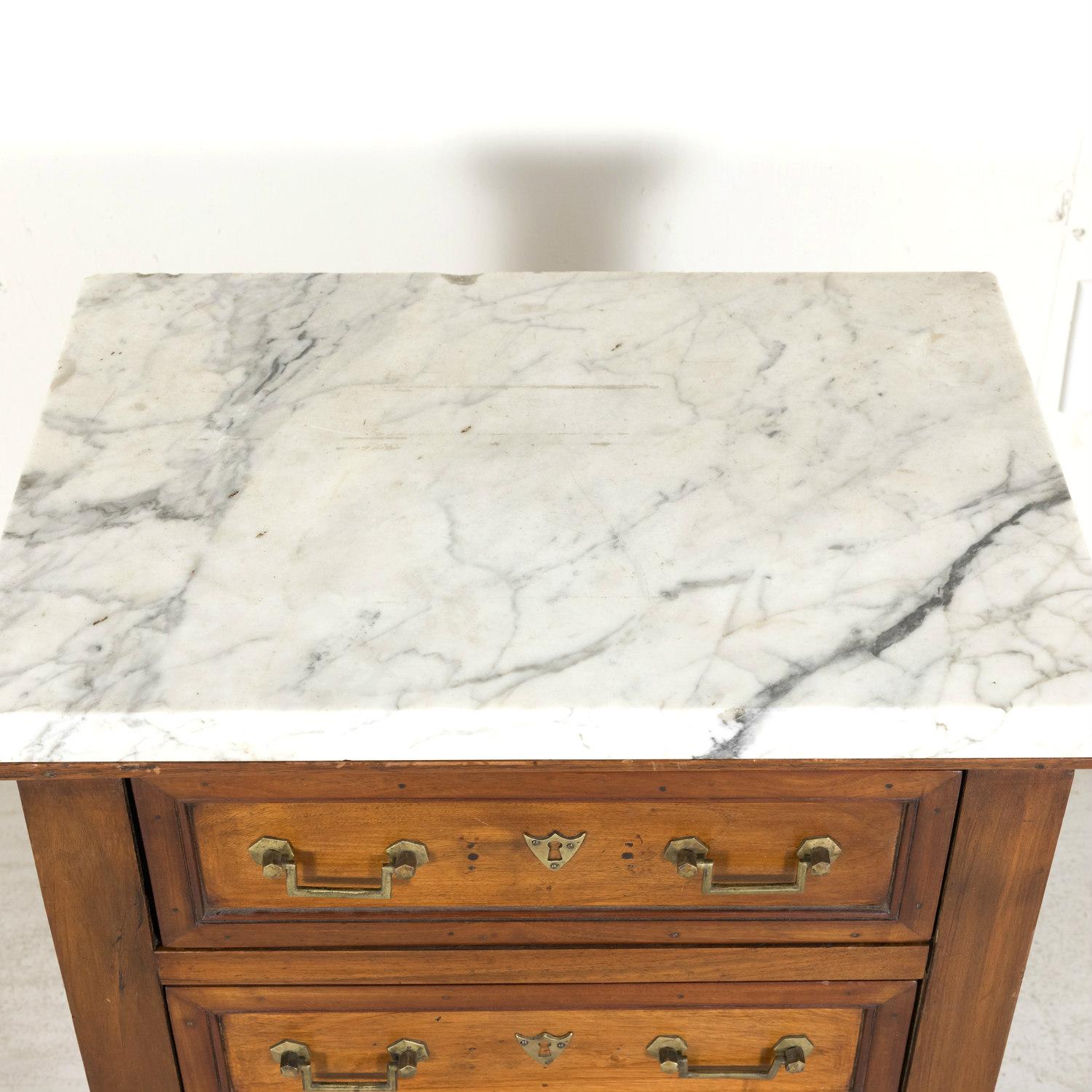 19th Century French Louis XVI Style Petite Walnut Commode with Marble Top 3