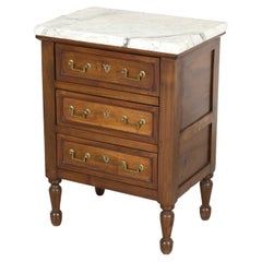 19th Century French Louis XVI Style Petite Walnut Commode with Marble Top