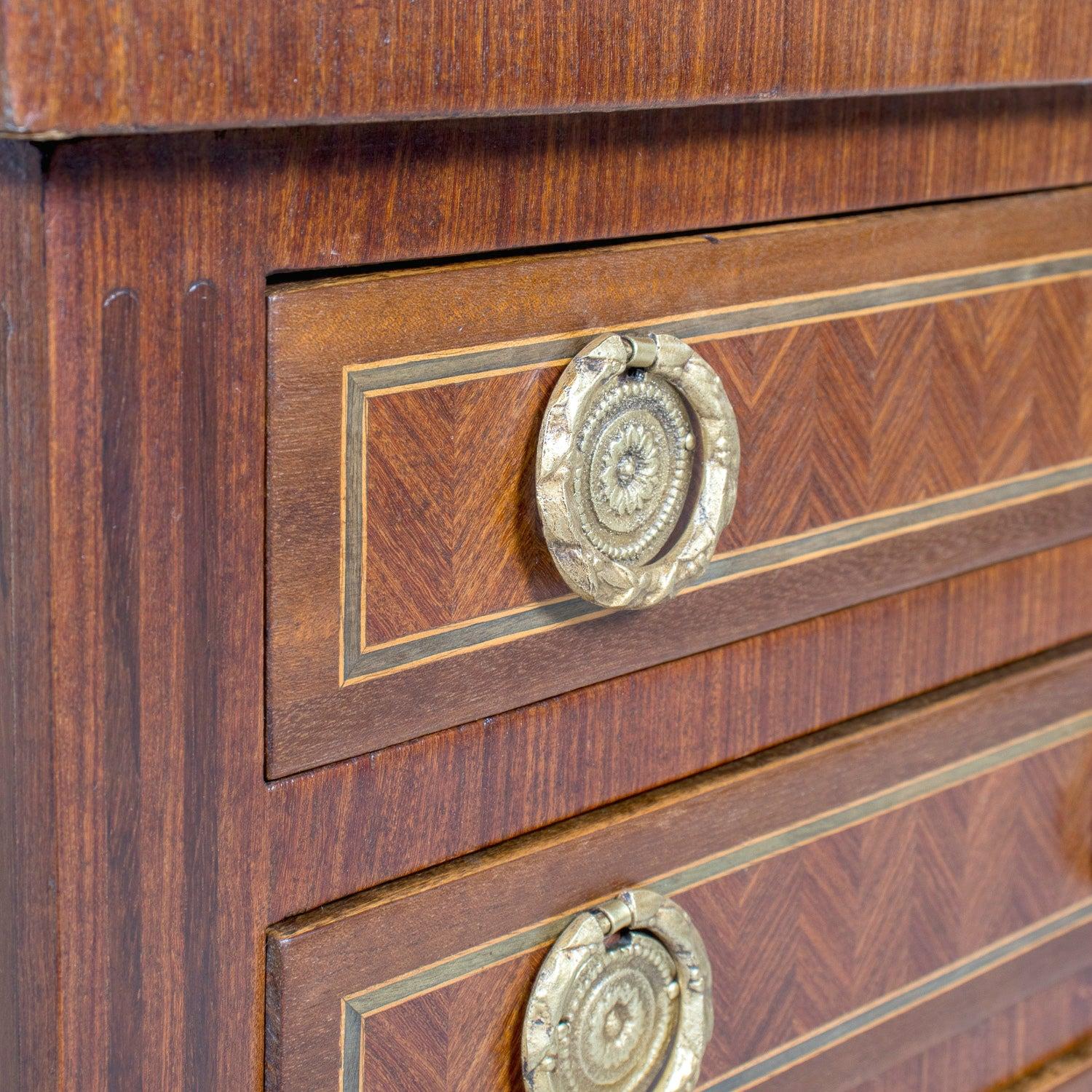 19th Century French Louis XVI Style Petite Walnut Commode with Marquetry For Sale 6