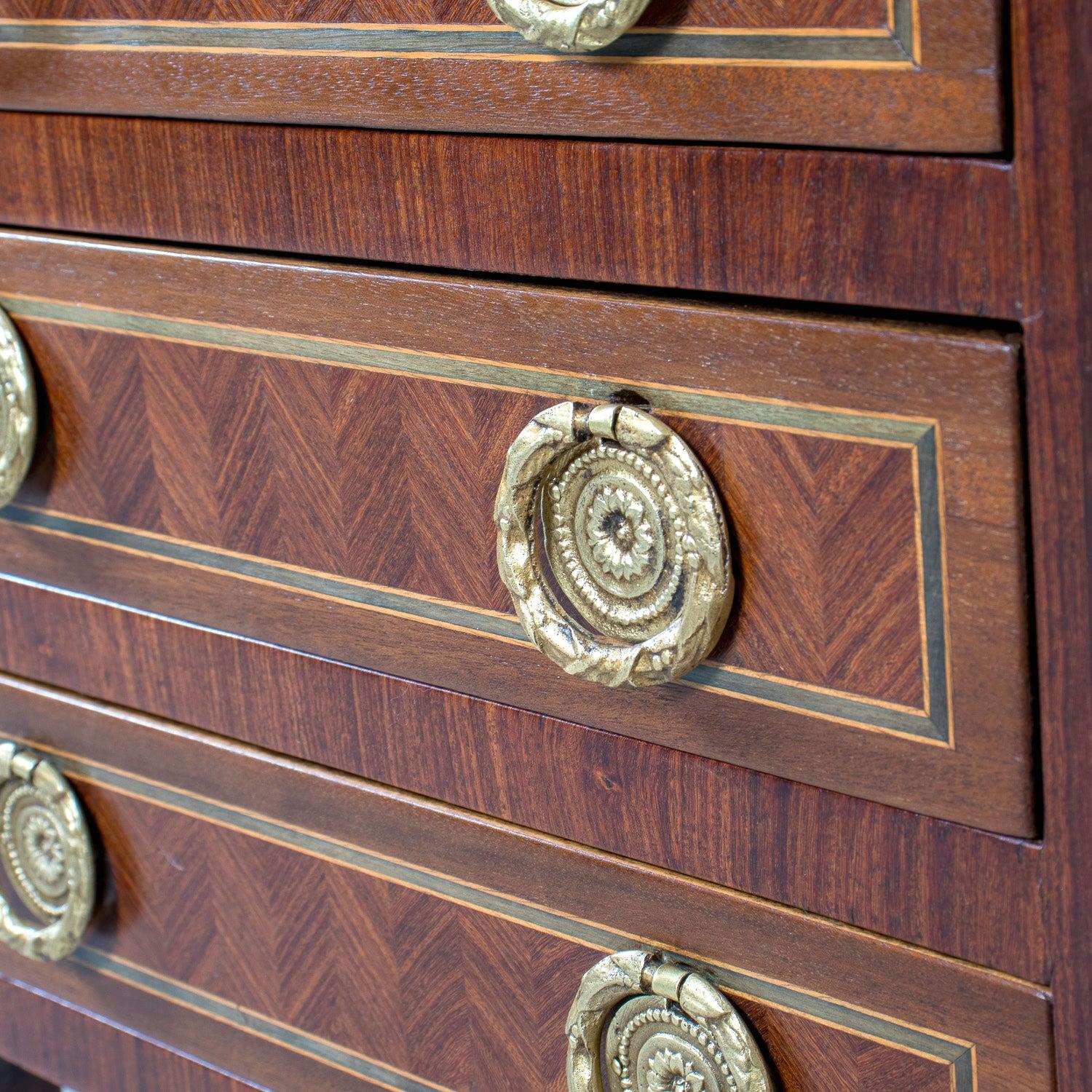 19th Century French Louis XVI Style Petite Walnut Commode with Marquetry For Sale 8