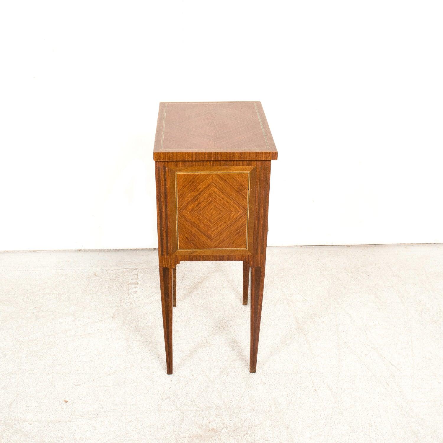 19th Century French Louis XVI Style Petite Walnut Commode with Marquetry For Sale 9