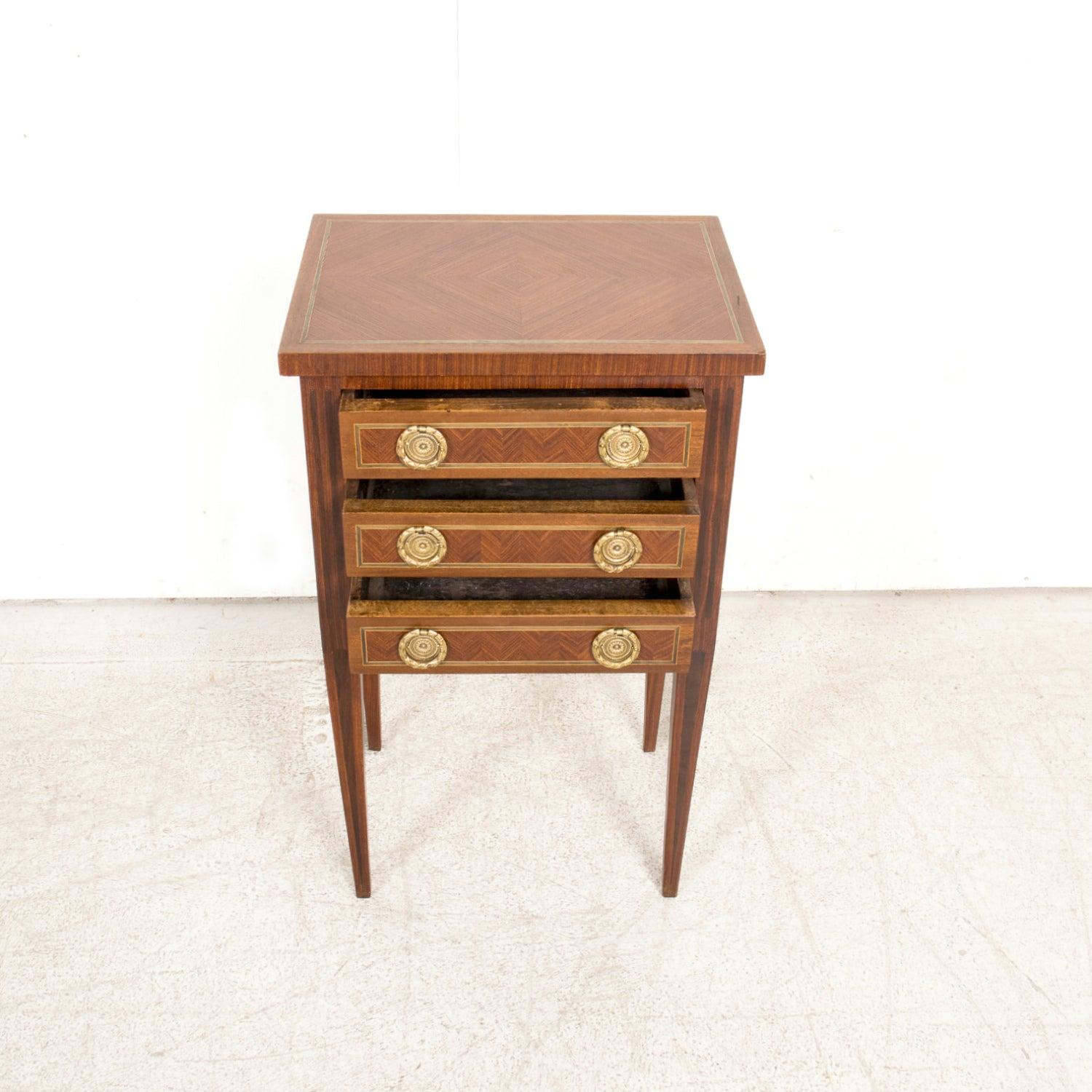 19th Century French Louis XVI Style Petite Walnut Commode with Marquetry For Sale 2