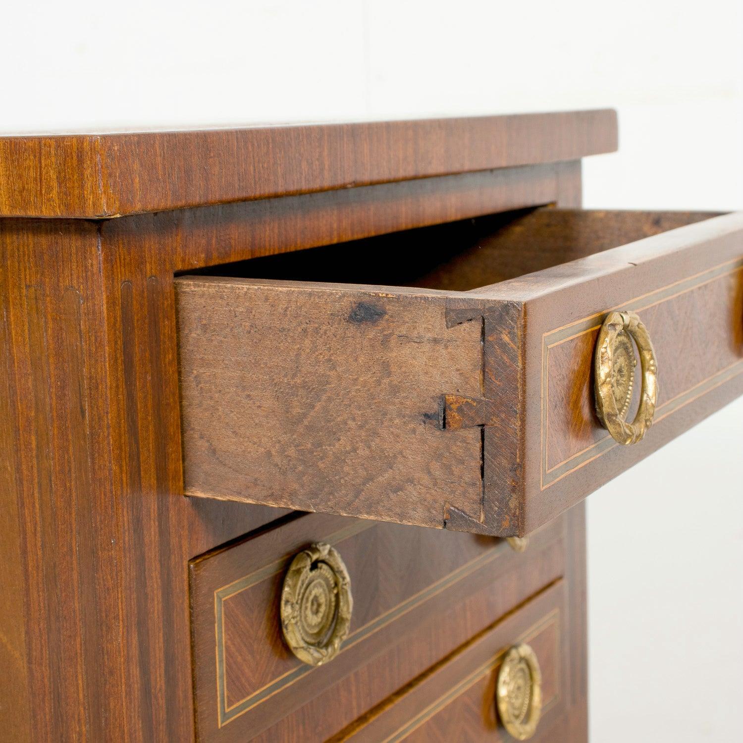 19th Century French Louis XVI Style Petite Walnut Commode with Marquetry For Sale 5
