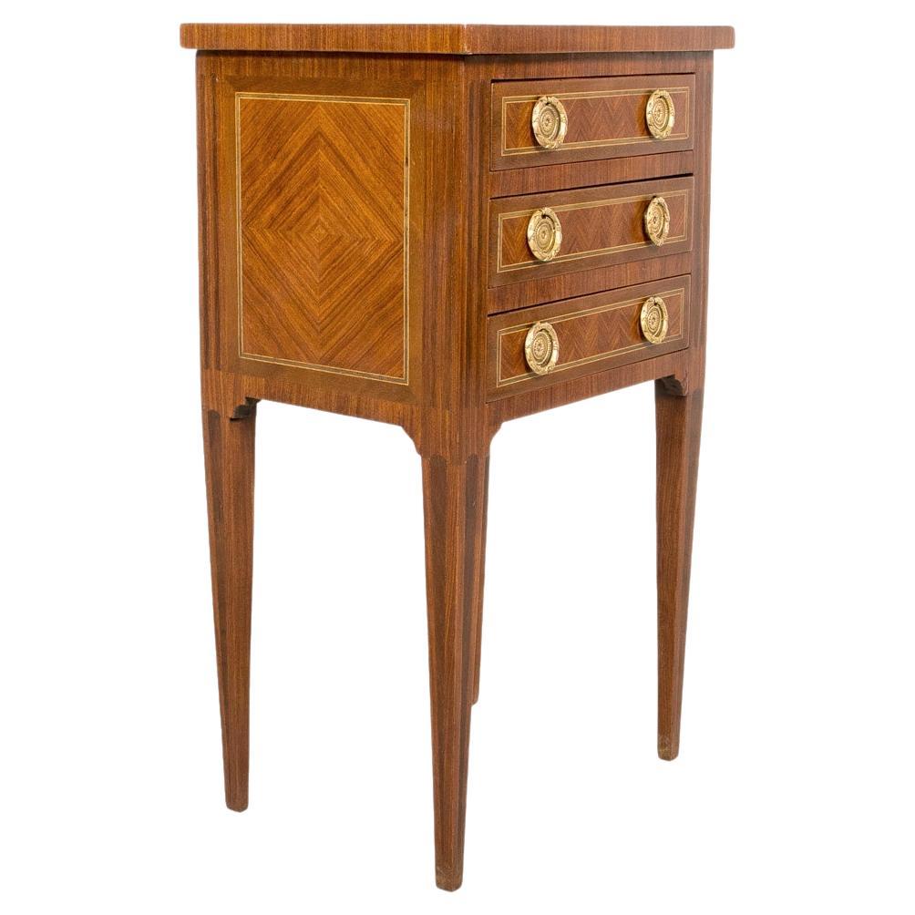 19th Century French Louis XVI Style Petite Walnut Commode with Marquetry For Sale