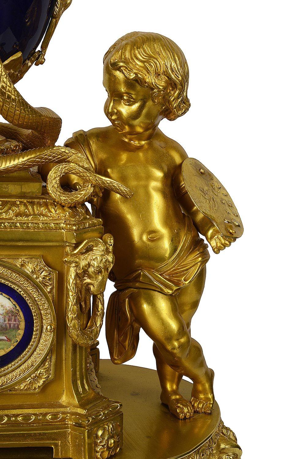 Louis XIV 19th Century French Louis XVI Style Revolving Mantel Clock For Sale