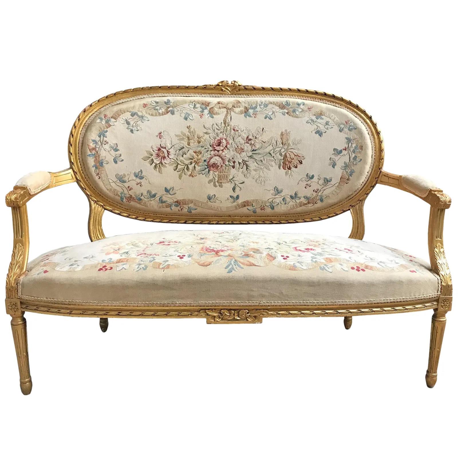 19th Century French Louis XVI Style Settee For Sale 5