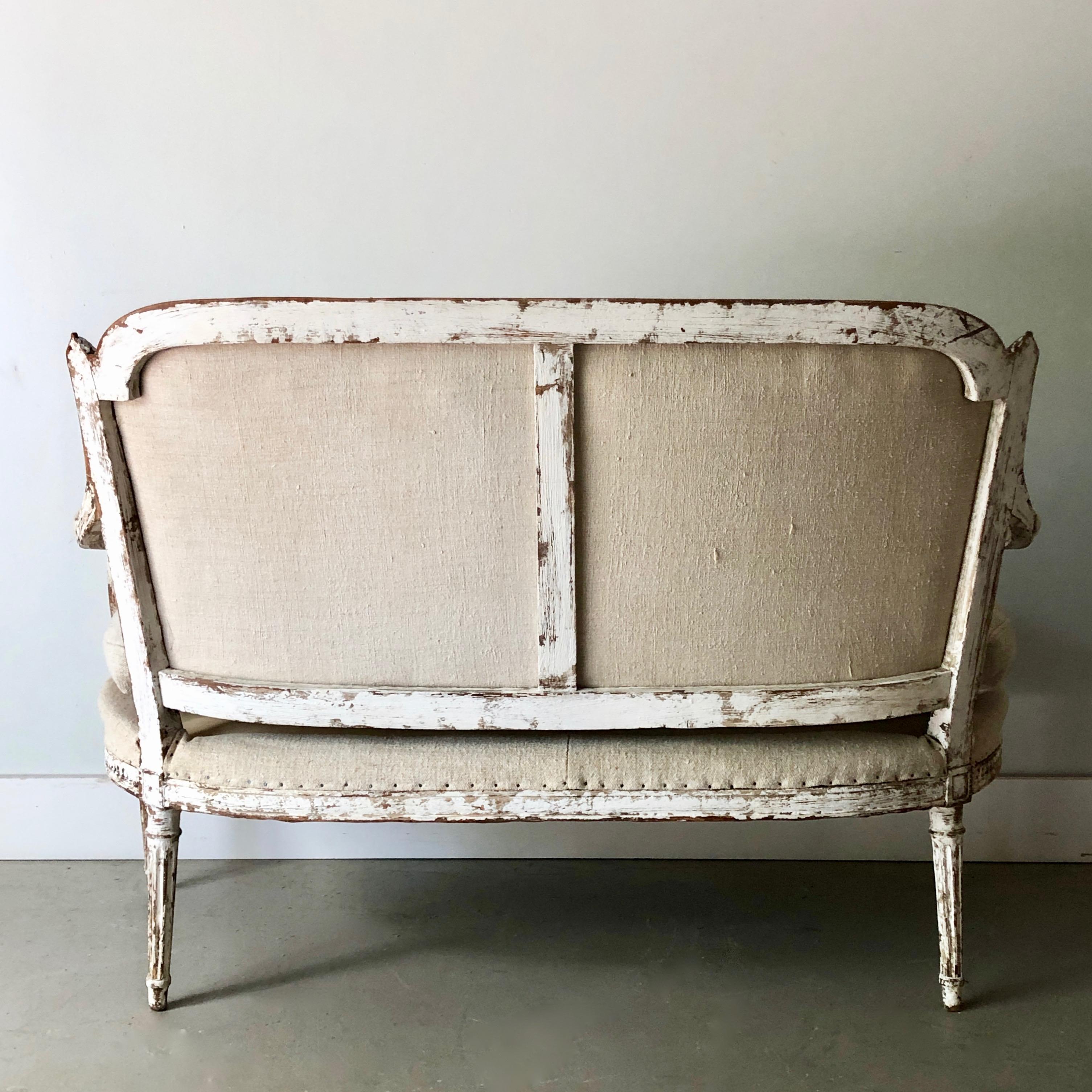 Hand-Carved 19th Century French Louis XVI Style Settee