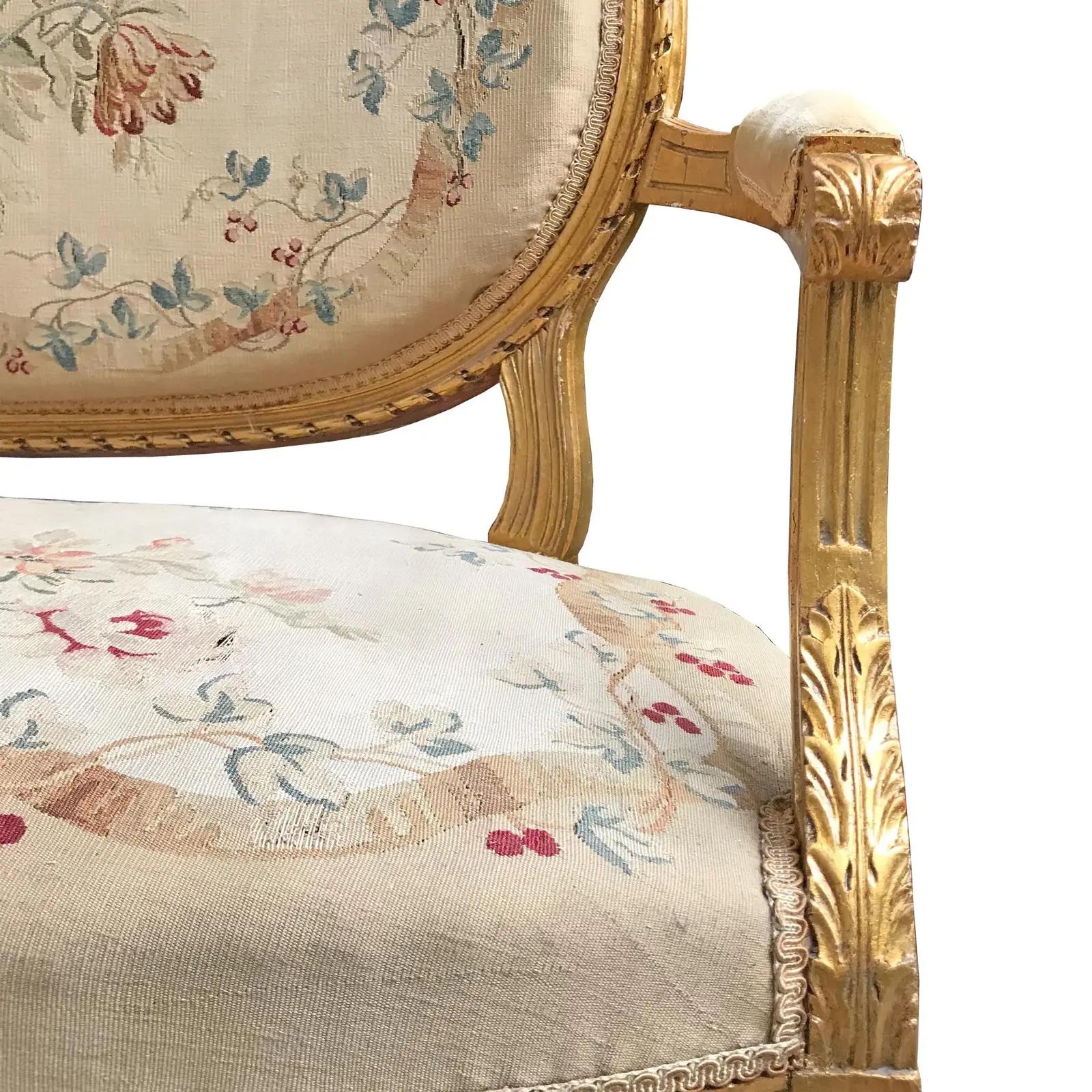 19th Century French Louis XVI Style Settee In Good Condition For Sale In Chicago, IL