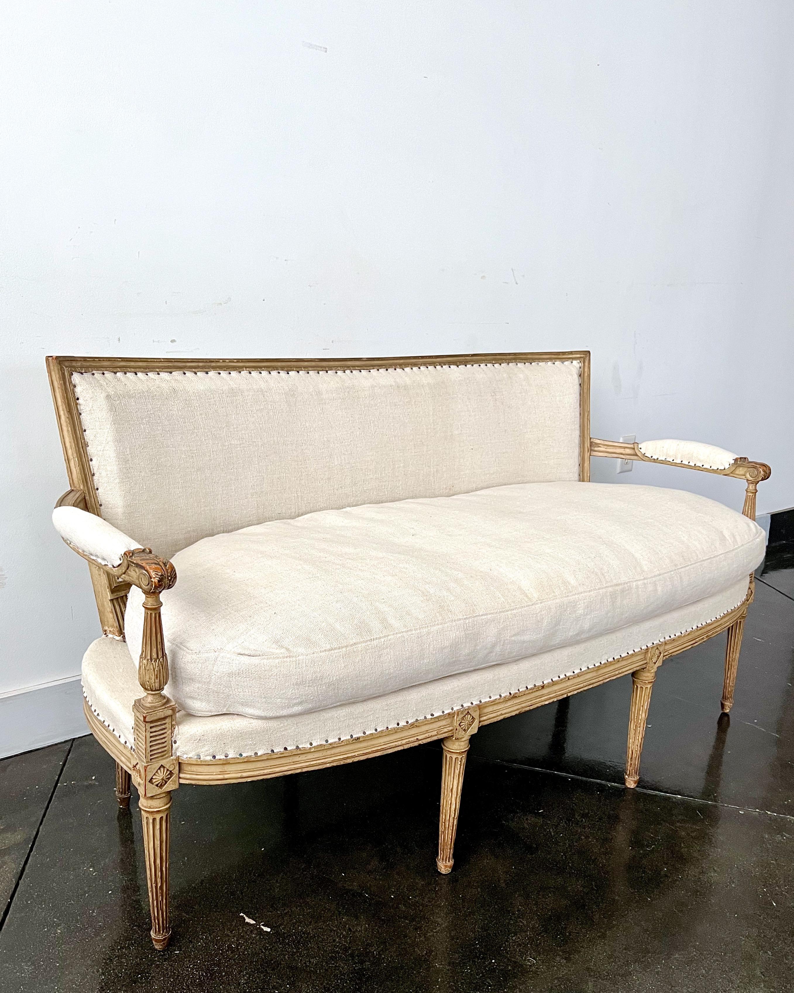 19th century French Louis XVI Style Settee In Good Condition For Sale In Charleston, SC