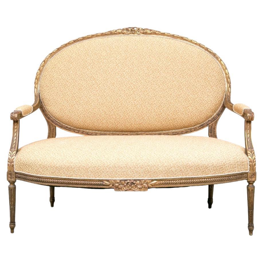 19th Century French Louis XVI Style Settee For Sale