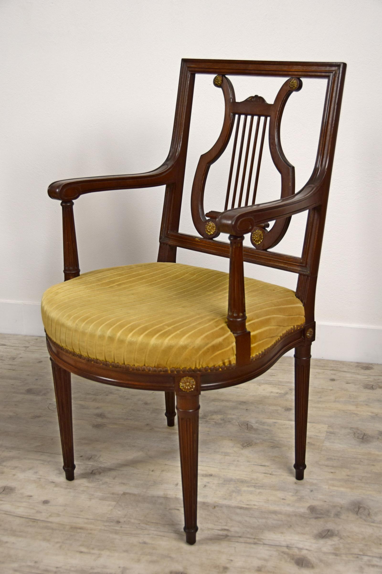 19th Century, French Louis XVI Style Six Wood Chairs and Two Wood Armchairs For Sale 5