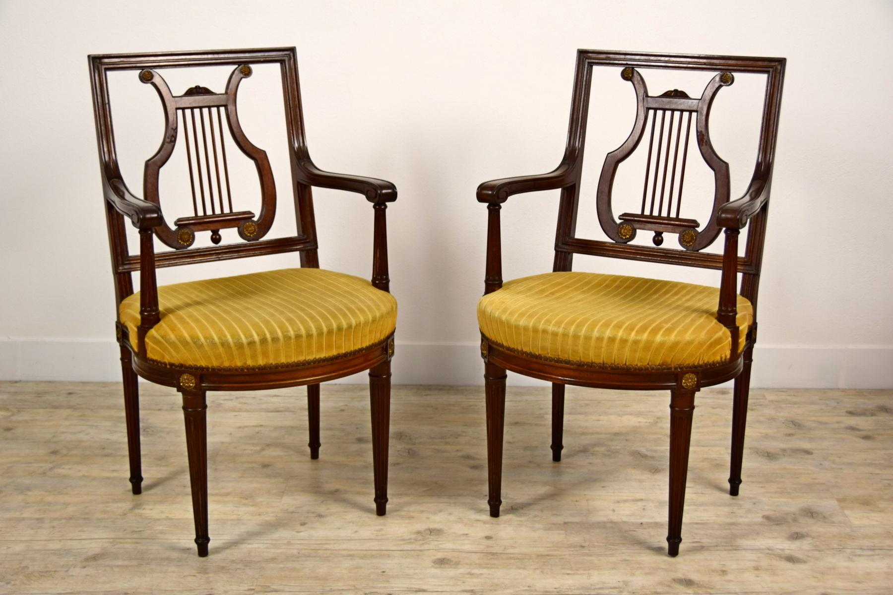 19th Century, French Louis XVI Style Six Wood Chairs and Two Wood Armchairs For Sale 7