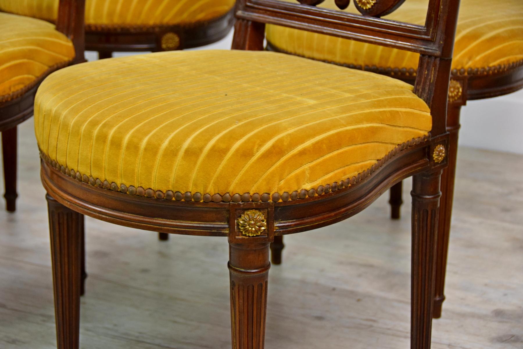 19th Century, French Louis XVI Style Six Wood Chairs and Two Wood Armchairs For Sale 11