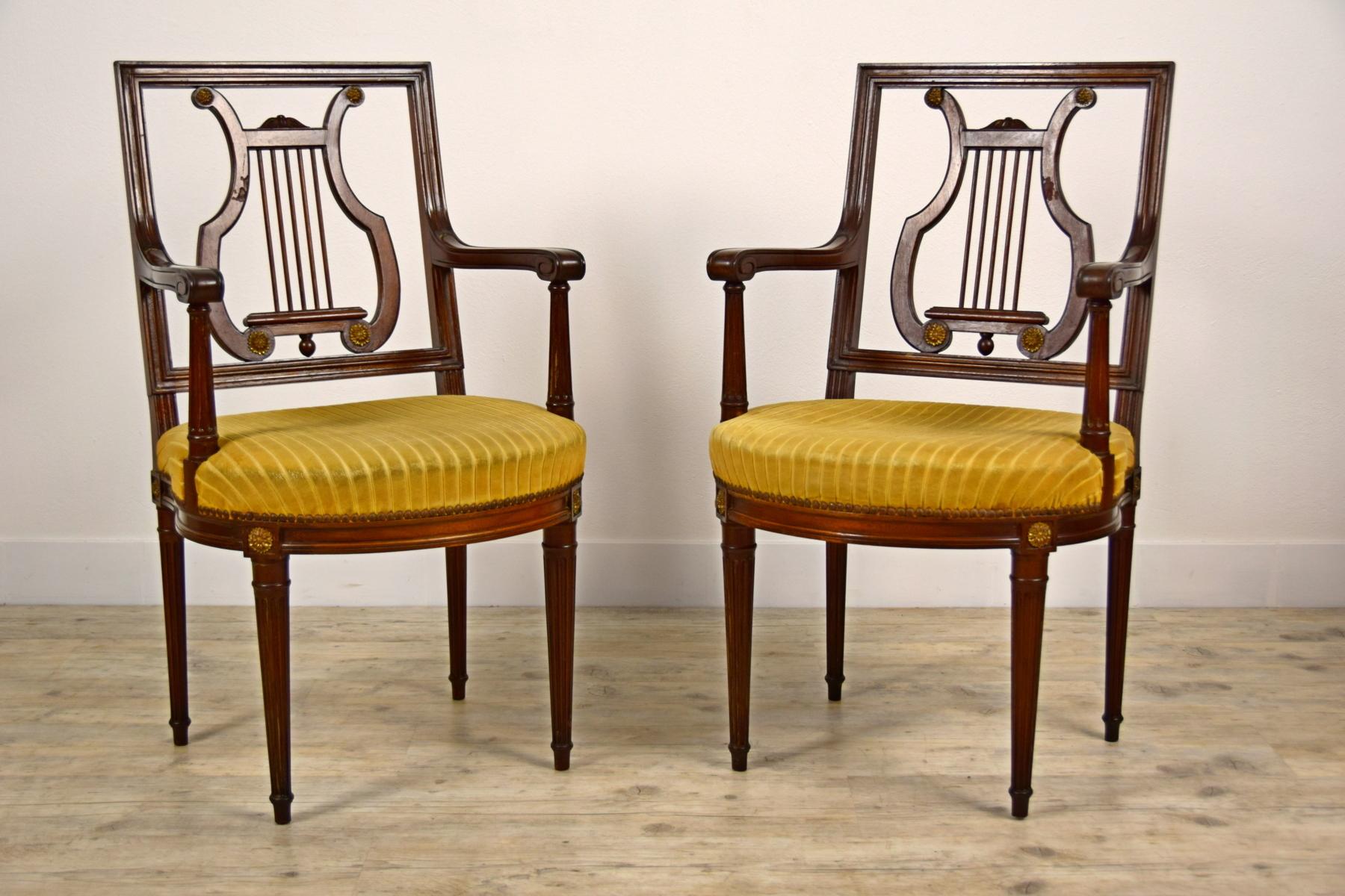 19th Century, French Louis XVI Style Six Wood Chairs and Two Wood Armchairs For Sale 3