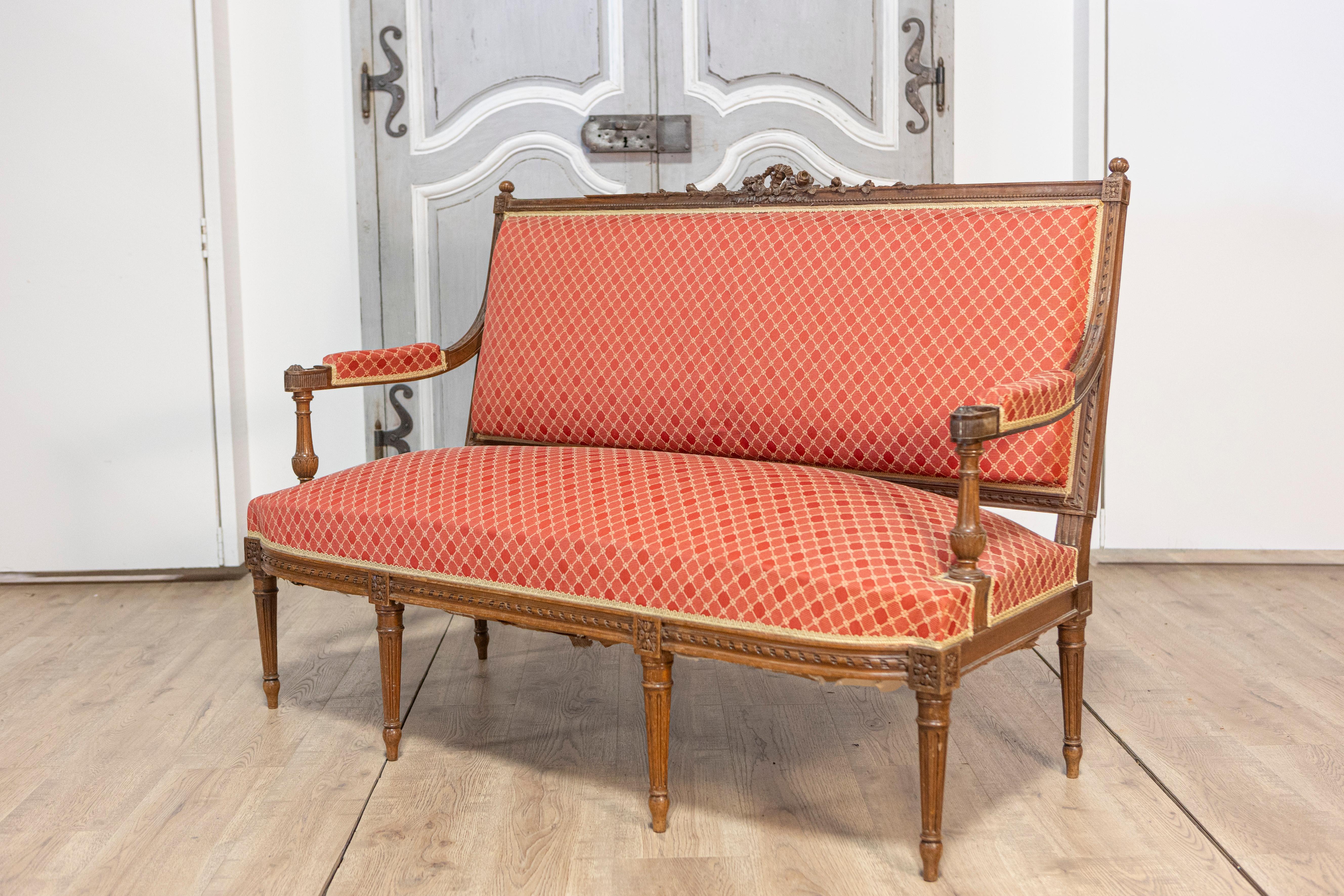 Francese Divano francese del XIX secolo in stile Luigi XVI, circa 1860 in vendita
