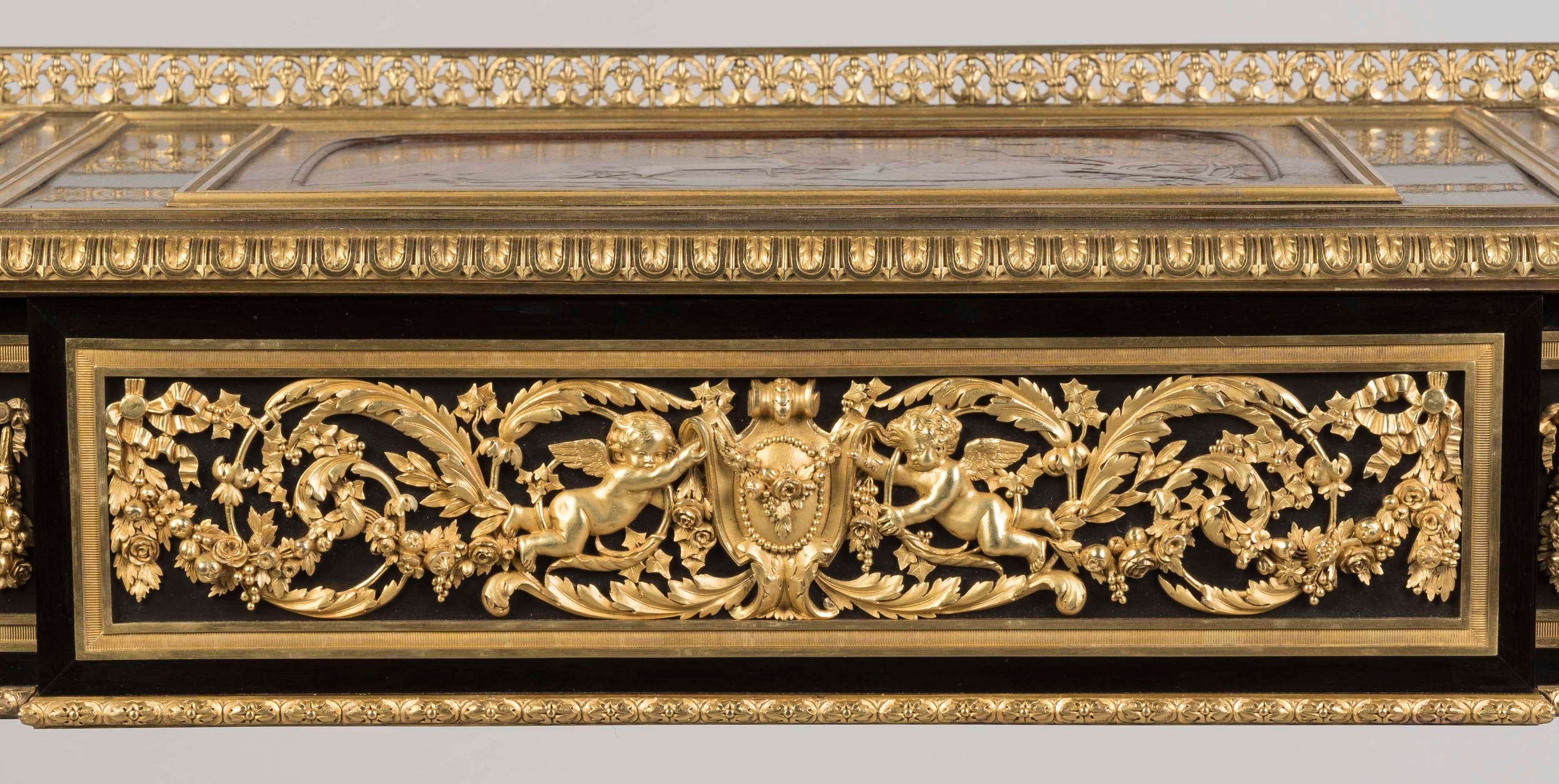 Table française du 19ème siècle de style Louis XVI par Henry Dasson avec panneaux en laque en vente 7