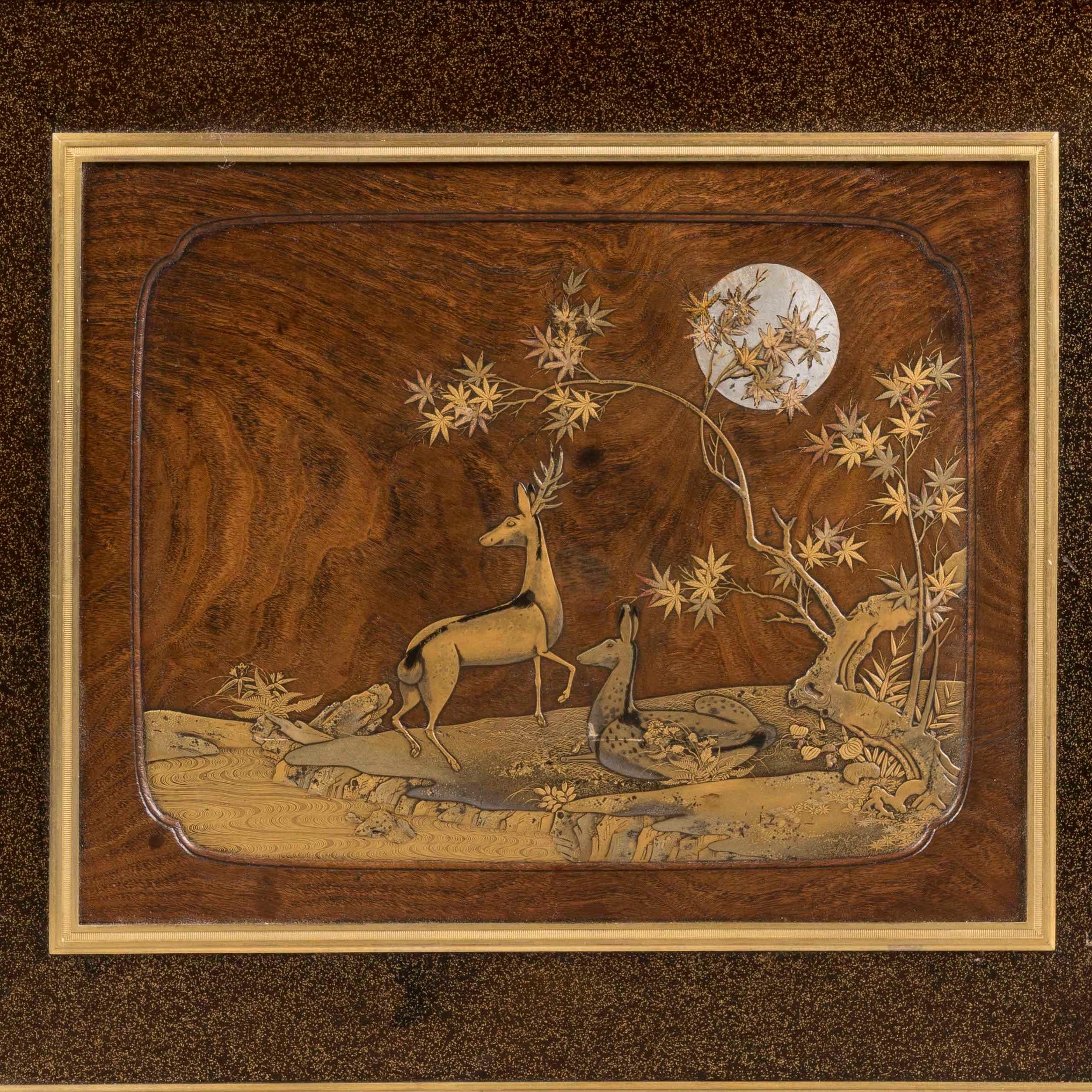 Table française du 19ème siècle de style Louis XVI par Henry Dasson avec panneaux en laque en vente 1