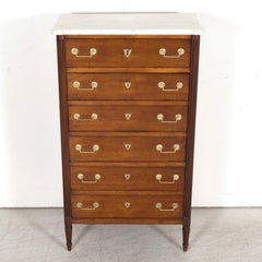 19th Century French Louis XVI Style Tall Mahogany Gentleman's Chest of Drawers