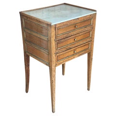 19th Century French Louis XVI-style Three Drawer Marble-Top Nightstand