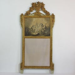 19th Century French Louis XVI Style Trumeau Mirror with a Grisaille