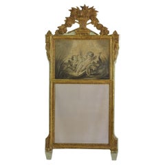 19th Century French Louis XVI Style Trumeau Mirror with a Grisaille
